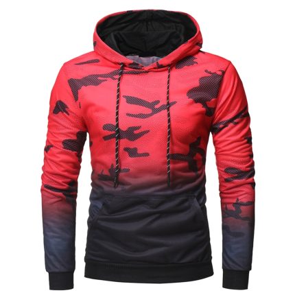 Custom Crimson Red Ombré Camo Pullover Hoodie
