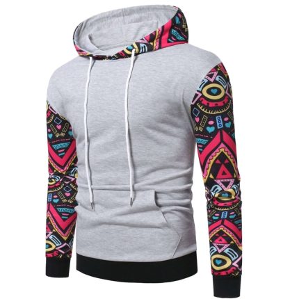 Custom Grey Aztec Tribal Sleeve Pullover Hoodie