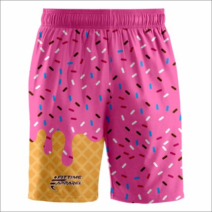 Men's Pink Ice Cream & Waffle Cone Athletic Shorts