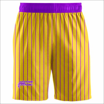 Men's Yellow & Purple Pinstripe Athletic Shorts