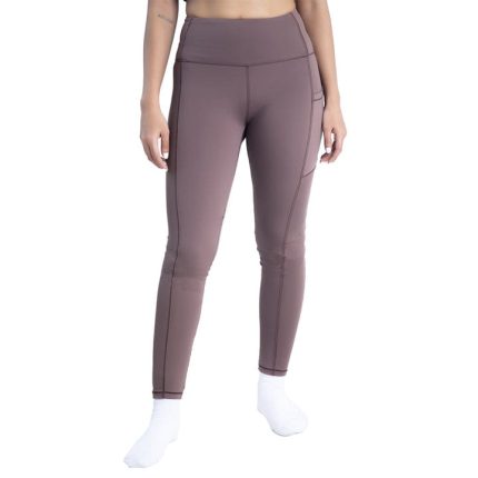 Women's High-Waisted Brown Athletic Leggings with Side Pocket