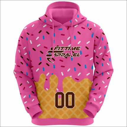 Men's Pink & Waffle Cone Donut Pullover Athletic Hoodie
