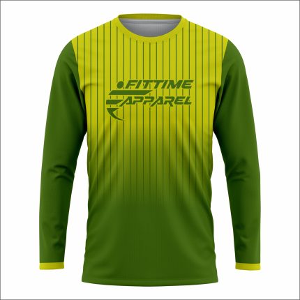 Men's Yellow & Lime Green Gradient Pinstripe Long Sleeve Athletic Jersey