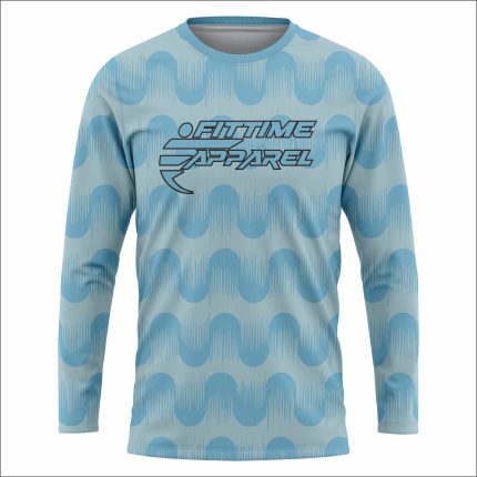 Men's Light Blue Wavy Pattern Long Sleeve Athletic Jersey