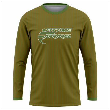 Men's Olive & Green Pinstripe Long Sleeve Athletic Jersey