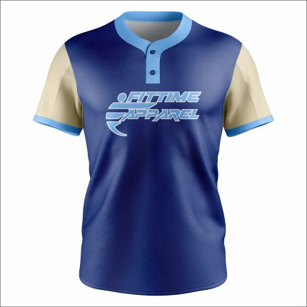 Men's Navy Blue & Gold Henley Baseball Jersey