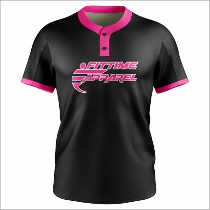 Men's Black & Pink Henley Baseball Jersey