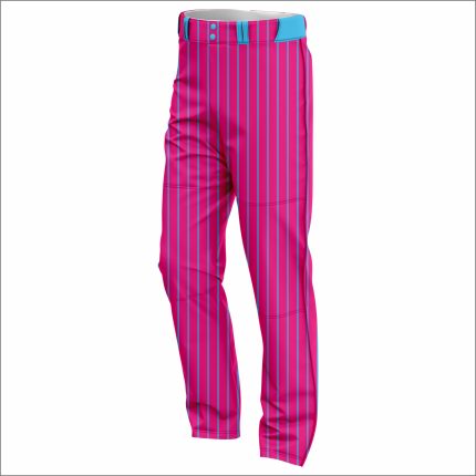 Men's Pink & Light Blue Pinstripe Athletic Baseball Pants