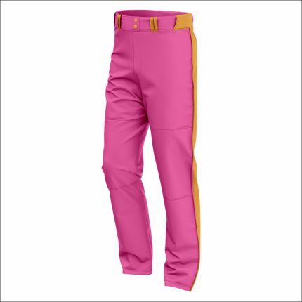 Men's Pink & Gold Side Stripe Athletic Baseball Pants