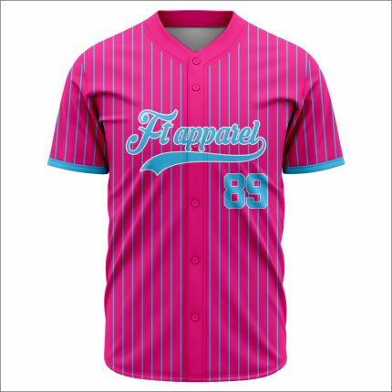 Men's Pink & Light Blue Pinstripe Full-Button Baseball Jersey