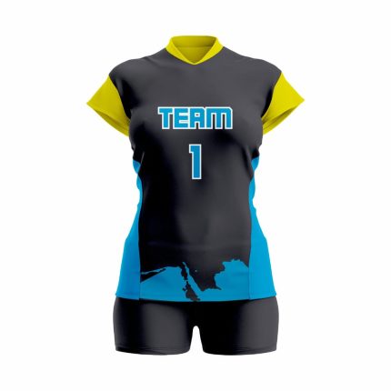 Custom Blue Black yellow Women Volleyball Team Uniform